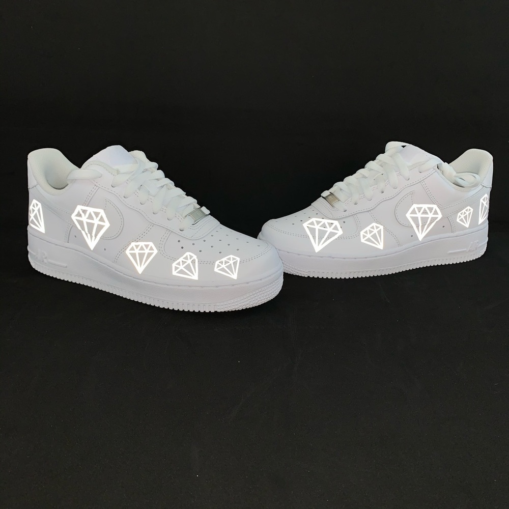 Reflective diamond Air Force 1’s